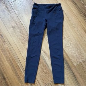 ATHLETA blue workout athletic Leggings front and back pockets size XS